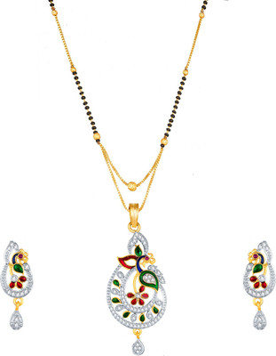 AADITA Alloy Gold-plated Gold, Black Jewellery Set(Pack of 1)