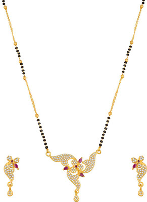 AADITA Alloy Gold-plated Gold, Black Jewellery Set(Pack of 1)