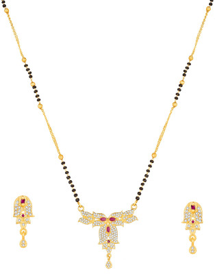 AADITA Alloy Gold-plated Gold, Black Jewellery Set(Pack of 1)