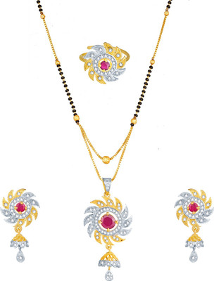 AADITA Alloy Gold-plated Gold, Black Jewellery Set(Pack of 1)