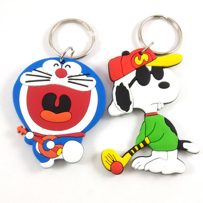 Isk beautiful doremon blue red color and doller dag multi color keychain soft rubber from both sides same best gifts for kids boy girls Key Chain