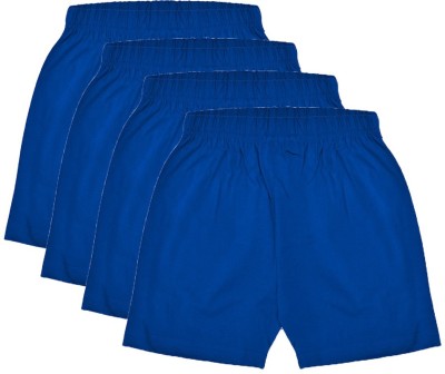 Luke and Lilly Short For Boys Casual Solid Cotton Jersey(Blue, Pack of 4)