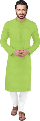 PARALLEL TIMES Men Solid Straight Kurta(Light Green)