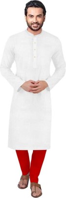 PARALLEL TIMES Men Solid Straight Kurta(White)