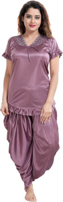 Fabme Women Nighty Set(Purple)