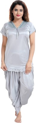 Fabme Women Nighty Set(Silver)