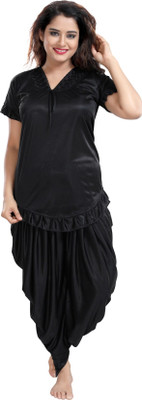 Fabme Women Nighty Set(Black)