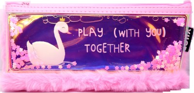 Crazycute Flamingo Water Fur Pouch Water Style, Flamingo design, Soft Fur Material Art EVA Pencil Box(Set of 1, Pink)