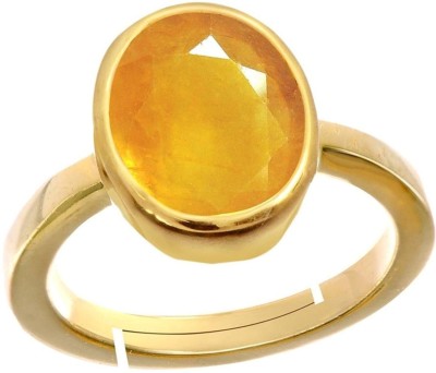 Kevat Gems Natural Certified 3.9 Ct./4.25 Ratti Rashi Ratan Astrological Yellow Sapphire/Pukhraj Gemstone Panchdhatu Adjustable Mens All Festival& All Function Usable Gold Plated Ring Copper Sapphire Gold Plated Ring Copper Sapphire Toe Ring