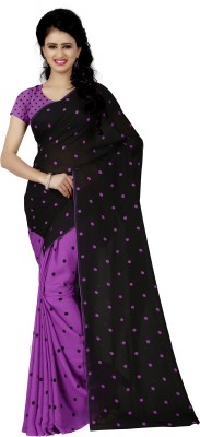 kashvi sarees Printed, Graphic Print, Polka Print Daily Wear Georgette Saree(Purple, Black)