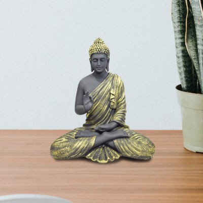 GW Creations Big Lord Gautam Buddha Deep Meditation Sitting Statue Decorative Showpiece  -  36 cm(Polyresin, Marble, Stone, Black, Gold)