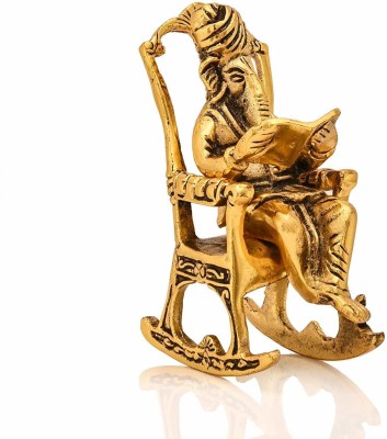 Sai Craft Creations Lord Ganesha Statue Sitting On A Chair And Reading Ramayan Om Shubh labh Figurine Of Lord Ganesh Statue,Valuable collectible, Handcrafted Home Decorative 3D Moving Ganesha Ganesh Ganpati Statue Reading Ramayan Statue feng shui gifts Decorative Showpiece  -  13.97 cm(Brass, Gold)