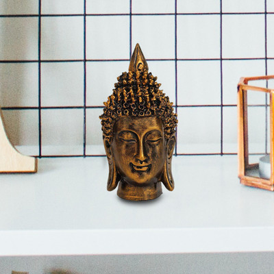 GW Creations Graceful Meditating Blessing Buddha Face With Tray Decorative Showpiece  -  16 cm(Polyresin, Gold, Black)