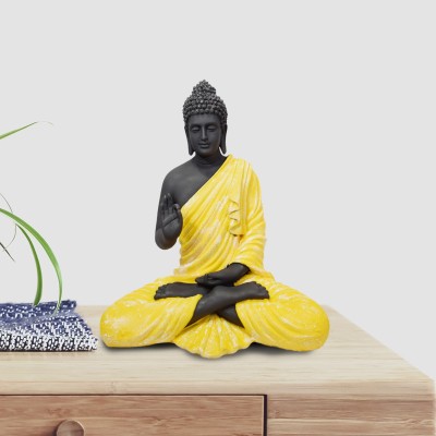 GW Creations Big Lord Gautam Buddha Deep Meditation Sitting Abhaya Decorative Showpiece  -  36 cm(Polyresin, Marble, Stone, Yellow)