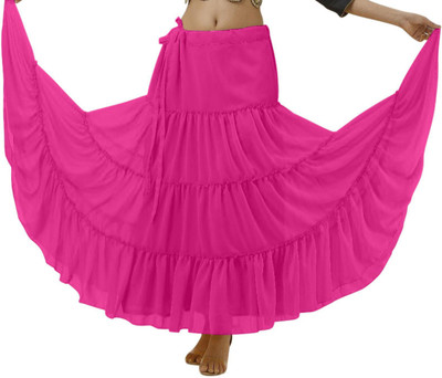 sooma Solid Women Tiered Pink Skirt