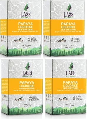 LASS NATURALS Papaya & Liquorice Handmade Soap – Aromatic Soap for Whitening the Skin, 125 g each (pack of 4)(4 x 125 g)