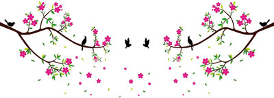 DivineDesigns 33 cm Birds On Colorful Tree Self Adhesive Sticker(Pack of 1)