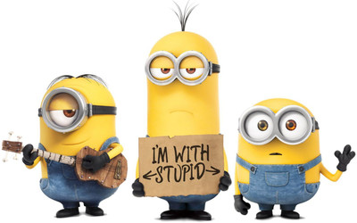DivineDesigns 38 cm Minions I'm Stupid Self Adhesive Sticker(Pack of 1)