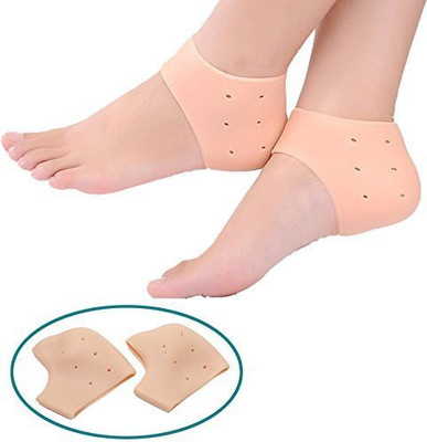 Fulkiza Heel Socks Silicone heel protector pain relief Gel Heel anti-Crack Heel Support(Beige)