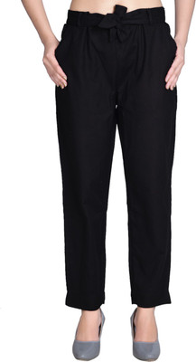 Adesa Regular Fit Women Black Trousers