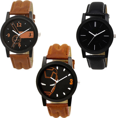 Paul jordan 145-Most Selling 3 Pice Color Fool Combo Analog Watch For-Men Analog Watch - For Men