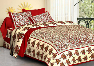 Harsh Trading Cotton Double Flat 180 TC Animal Bedsheet(Pack of 1, Multicolor)