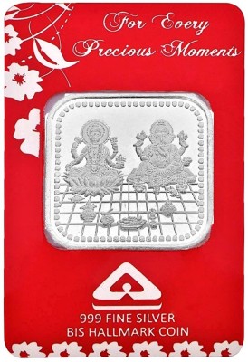 LVA CREATIONS 10 gram/gm silver coin Bis Hallmark 999 fine silver . 10 GM Laxmi / Lakshmi ganesh for gift in happy birthday & happy anniversary.Festive gift pack for pooja & Dhanteras diwali. S 999 10 g Silver Bar