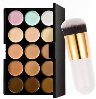 Miss Hot Famous 15 Color Contour & Concealer with Professional Brush Contour Kit(2 Items in the set)