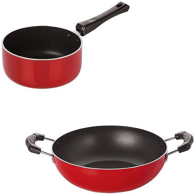 NIRLON 2 Piece Non-Stick Pots and Pans Combo Cooking Essential Set Non-Stick Coated Cookware Set(Aluminium, 2 - Piece)