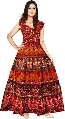 FrionKandy Women A-line Red Maxi/Full Length Dress