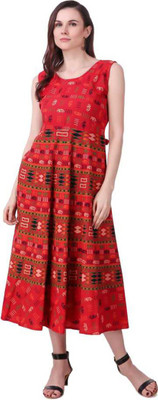 FrionKandy Women A-line Red Maxi/Full Length Dress