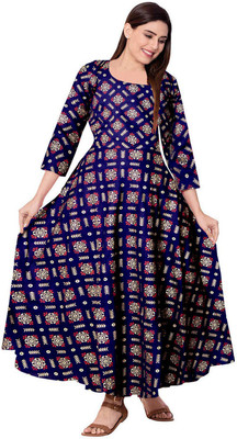 MUDRIKA Women Gown Multicolor Maxi/Full Length Dress