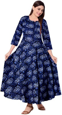 JWF Women Maxi Dark Blue, White Dress