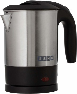 USHA 3710,1350W Electric Kettle(1 L, silver with black)