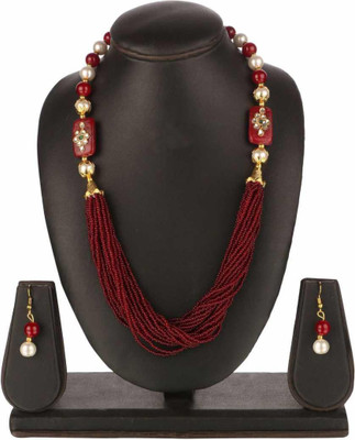 PRASUB Alloy Titanium Maroon Jewellery Set(Pack of 1)