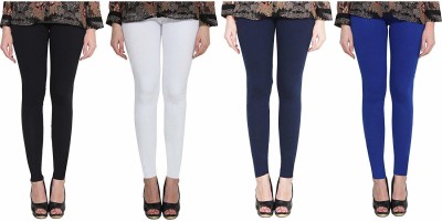 Swastik Stuffs Ankle Length  Western Wear Legging(Dark Blue, White, Blue, Black, Solid)