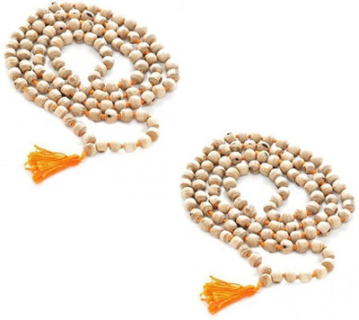 Sai Amrut Tulsi Mala Rosary 108 Jaap Beads Prayer Yoga Hindu Meditation Orange Tassel (Pack of 2) Beads Wood Chain