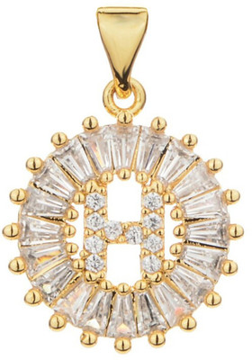 ZIVOM Alphabet Initial Letter H Gold-plated Crystal Brass Pendant