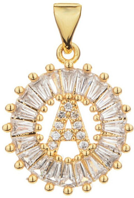 ZIVOM Alphabet Initial Letter A Gold-plated Crystal Brass Pendant