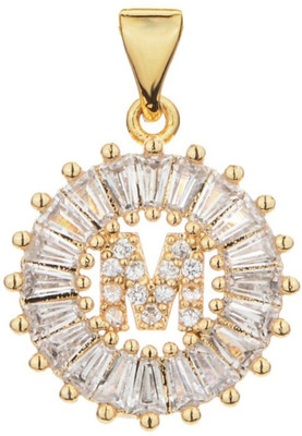 ZIVOM Alphabet Initial Letter M Gold-plated Crystal Brass Pendant