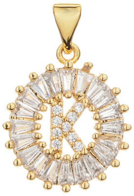 ZIVOM Alphabet Initial Letter K Gold-plated Crystal Brass Pendant