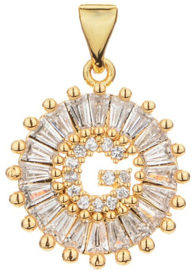 ZIVOM Alphabet Initial Letter G Gold-plated Crystal Brass Pendant