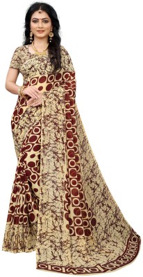 Kanooda Prints Printed Daily Wear Georgette Saree(Maroon)