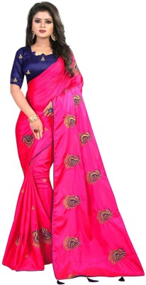 Vartul Enterprise Embroidered Bollywood Silk Blend Saree(Pink)