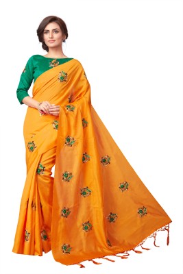 SAGA Printed Daily Wear Silk Blend Saree(Orange)