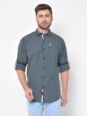 DUKE Men Checkered Casual Green Shirt