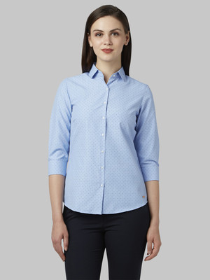 PARK AVENUE Women Polka Print Casual Blue Shirt