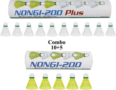 Nongi 200 Plus Plastic Shuttle  - White(Medium, 77, Pack of 15)