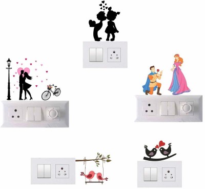 Asmi Collections 12 cm Love Wall Stickers for Switches Self Adhesive Sticker(Pack of 5)