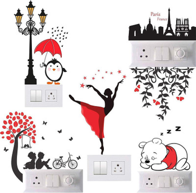 Self Adhesive 10 cm Switch Board Sticker(Pack of 1)